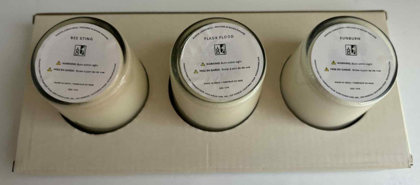 Haps Mood Care Candle Variety Pack Refills Bee Sting Flash Flood Sunburn 3pc Set