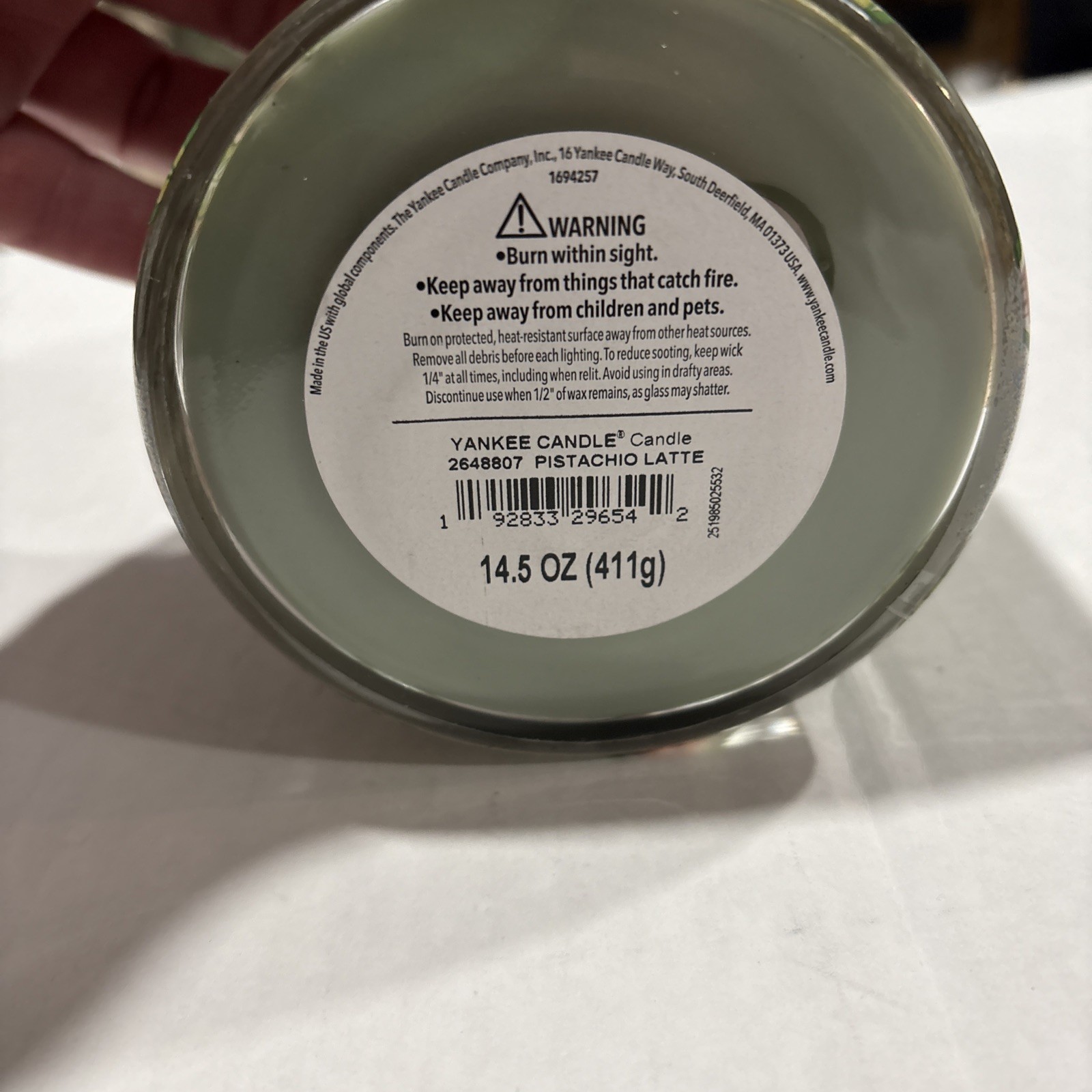Yankee Candle Pistachio Latte 3-Wick Candle 14.5 Oz New Jar
