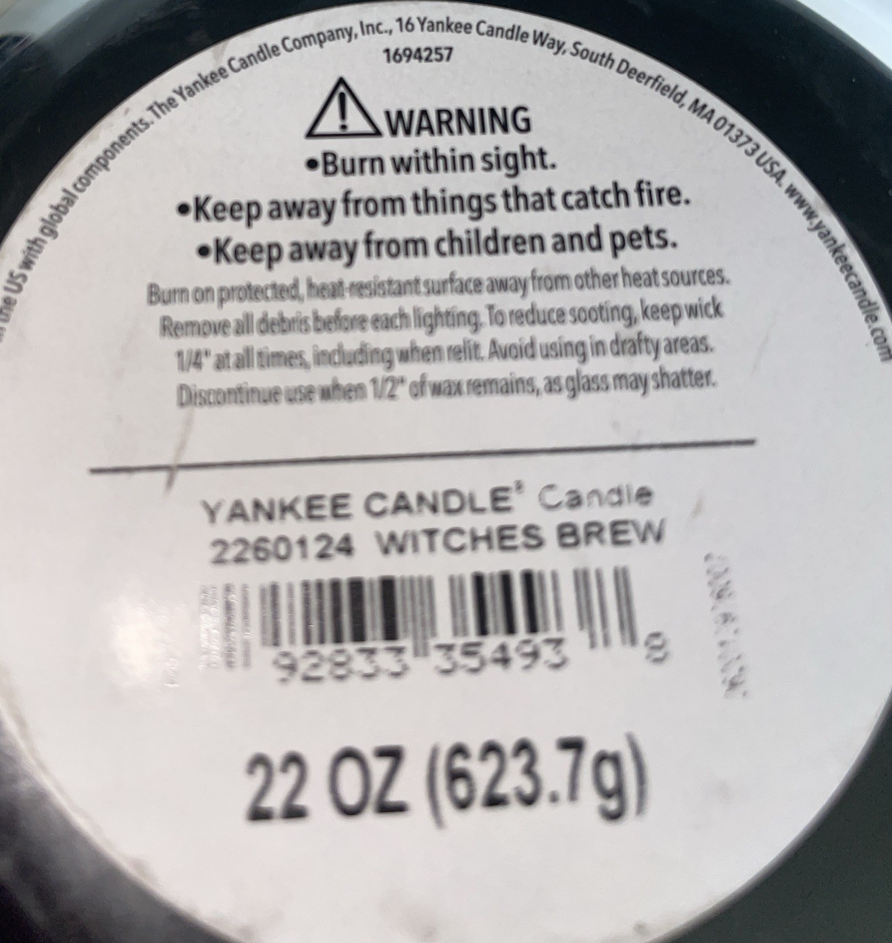 Yankee Candle WITCHES BREW / 22 Oz Large Jar Candle