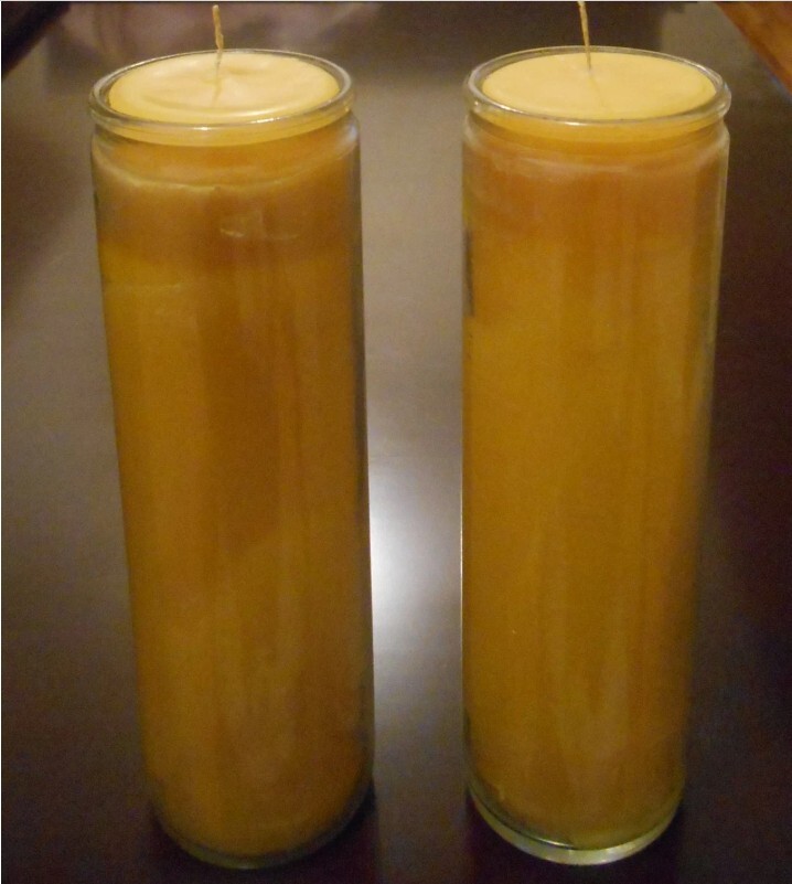 2-8 Day Natural Yellow BEESWAX Glass CANDLE, Cotton Wick, Unscented, Made in USA