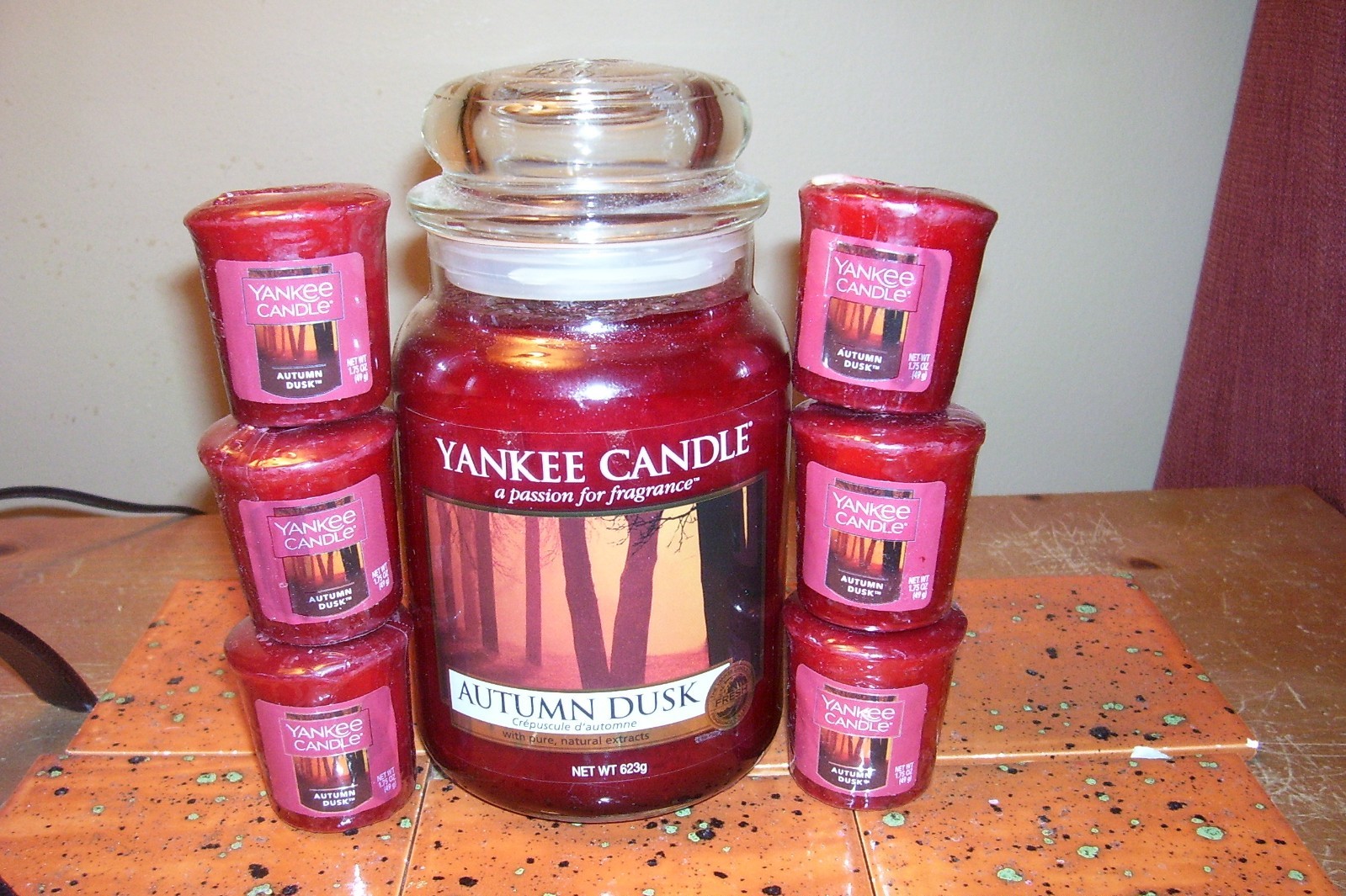 yankee candle 22oz JAR AUTUMN DUSK + 6 VOTIVES