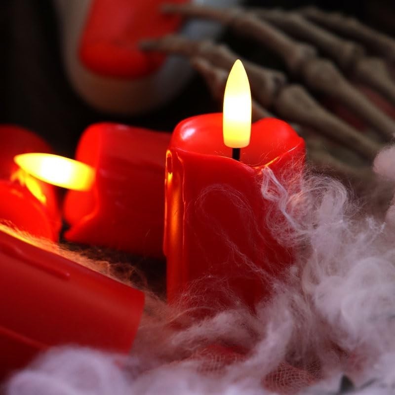 3.5”x1.5” Flameless LED Red Votive Candles with Timer Drips 6-Pack | Battery …