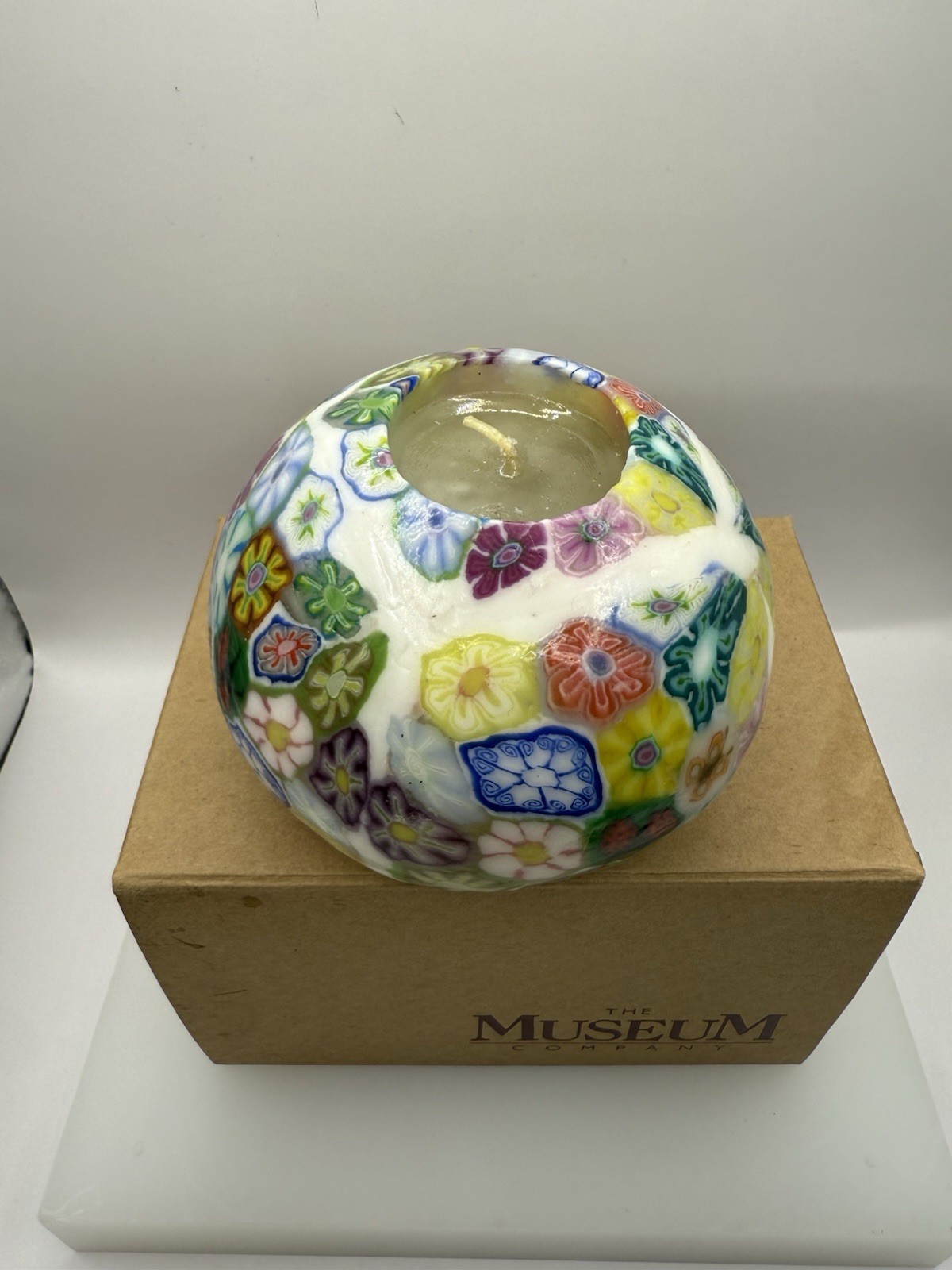 The Museum Company Millefiori Art Candle embedded in Wax w/box Vintage NEW