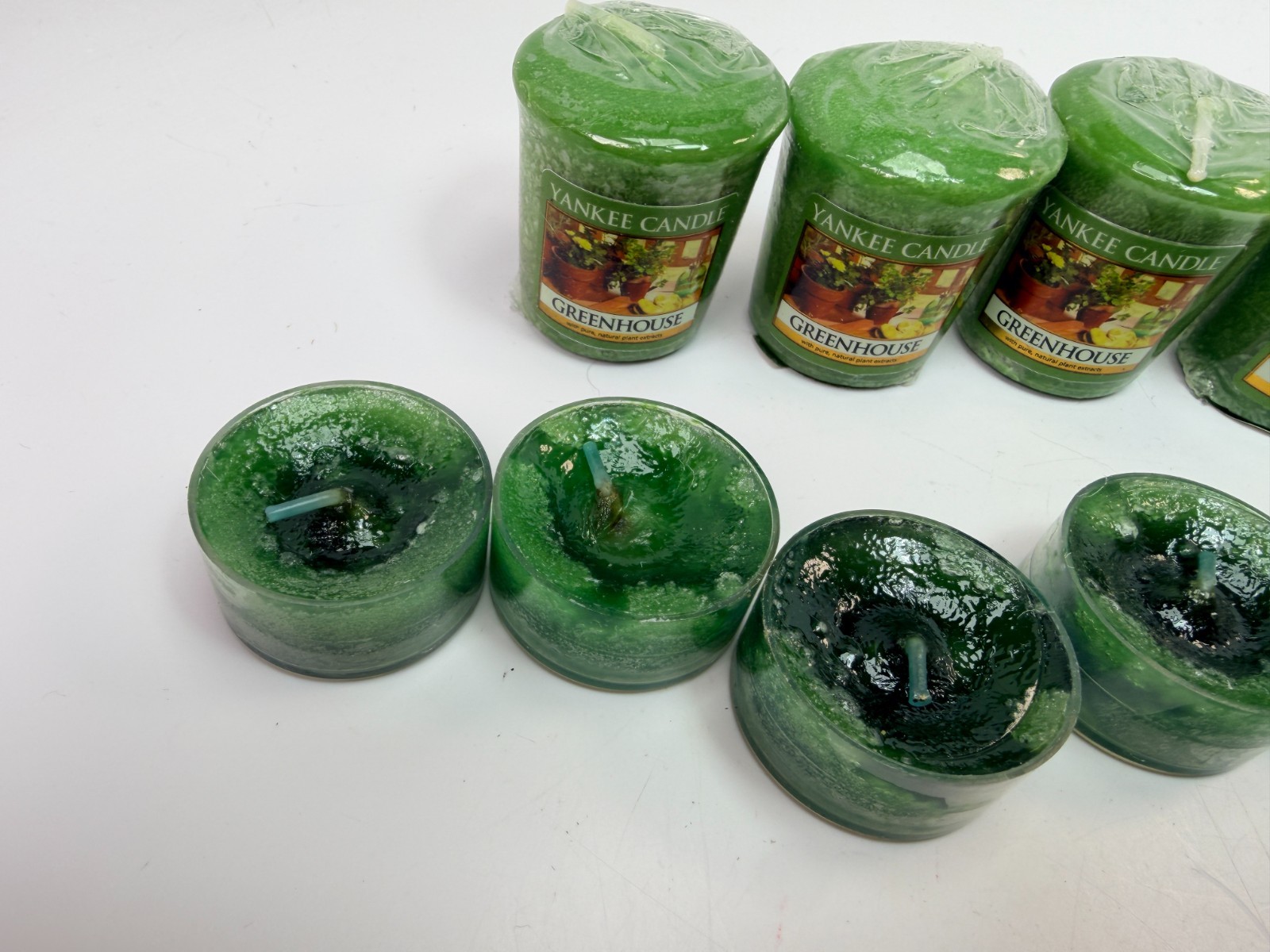 Yankee Candle Greenhouse Votive Candle Lot of 5, Tea candle lot of 7 New