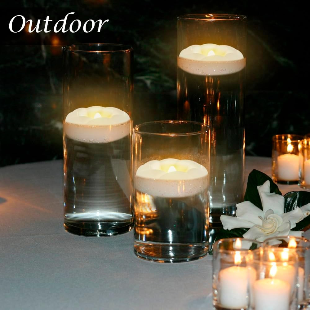 White Flameless LED Floating Candles, Waterproof, Battery Operated, 6 Pack