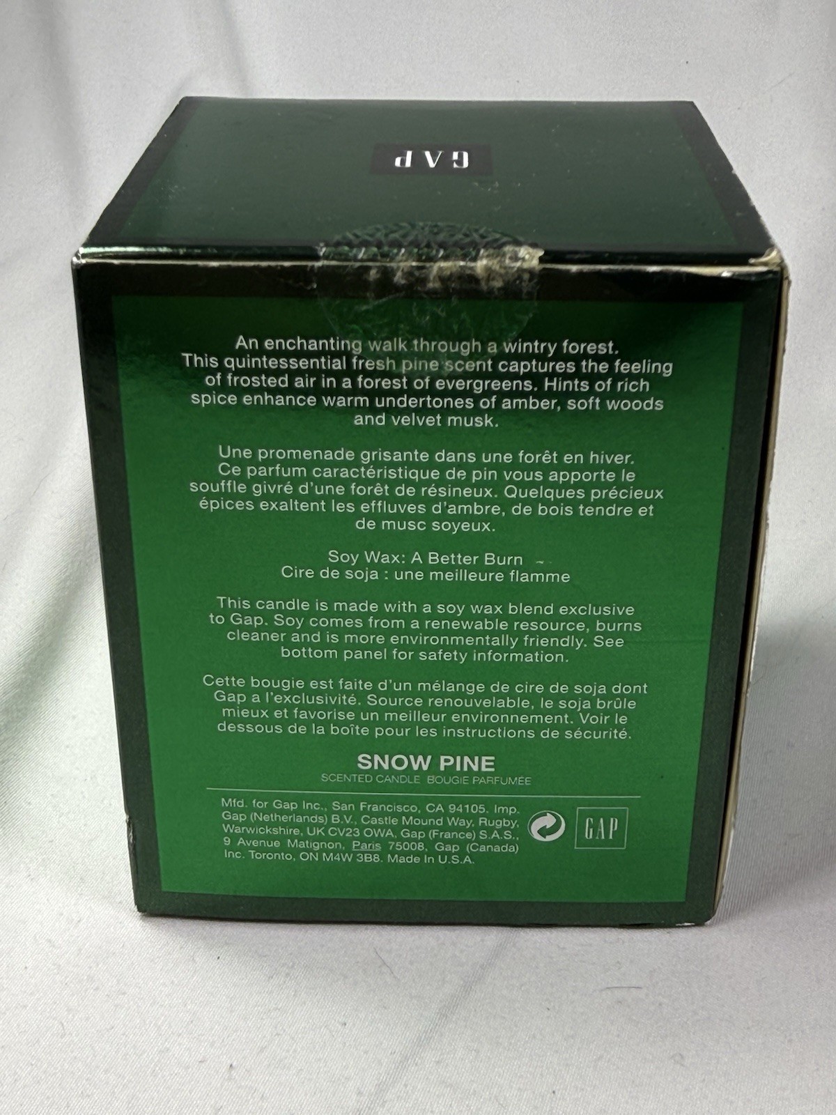 Gap Snow Pine Soy Candle 6oz Holiday Scented Bougie Parfumee Vintage Rare NEW