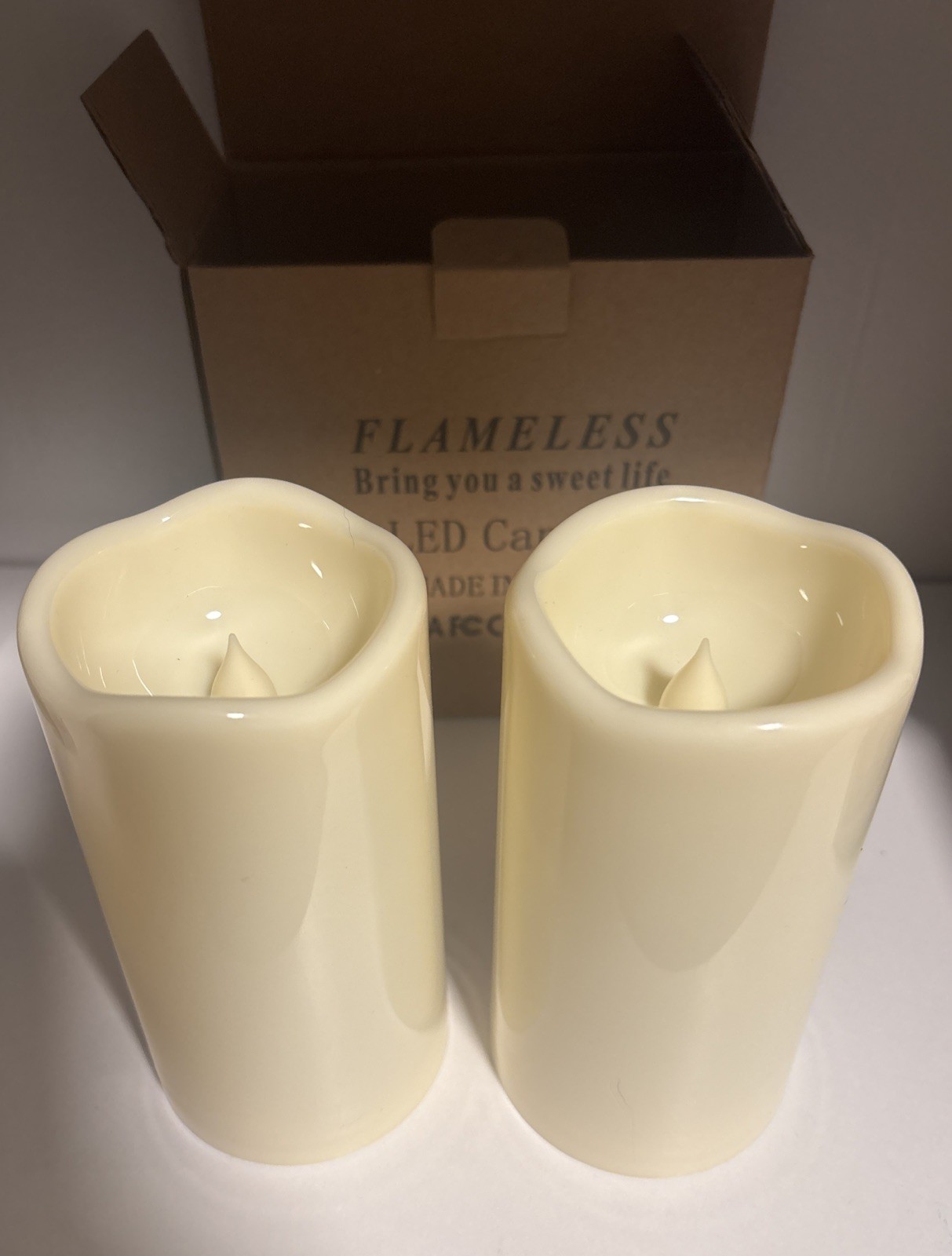 LED Flameless Candles Set of 2 w/ Remote & Batteries New Open Box