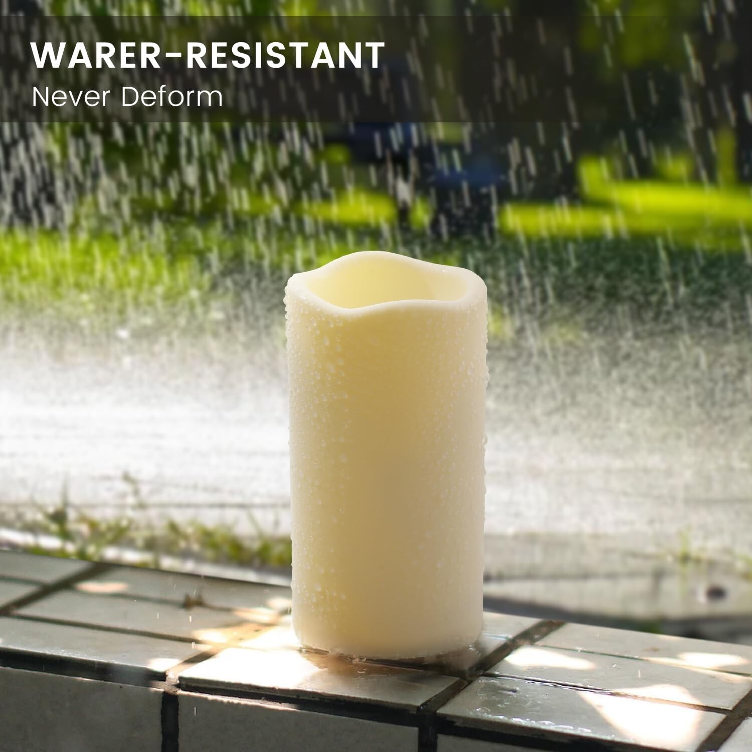 Large Waterproof Outdoor Flameless Candles Battery Operated with Remote Timer