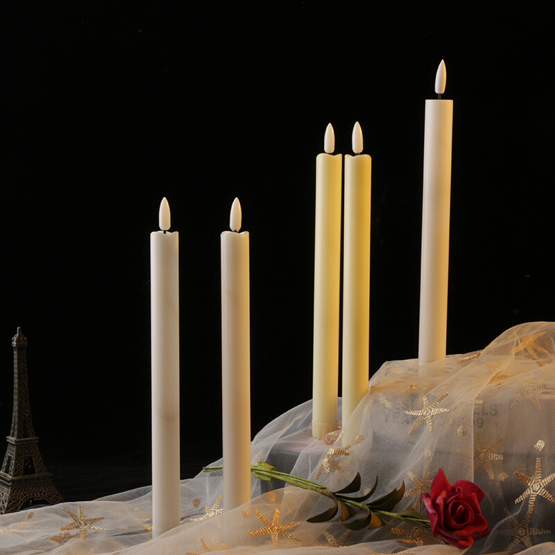 Battery Powered Flickering Flameless Taper LED Candles Light Remote Control