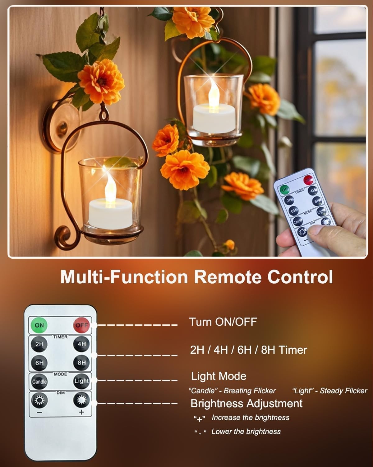 Rechargeable Candles Tea Lights with Remote Timer,Battery Operated Flameless LED