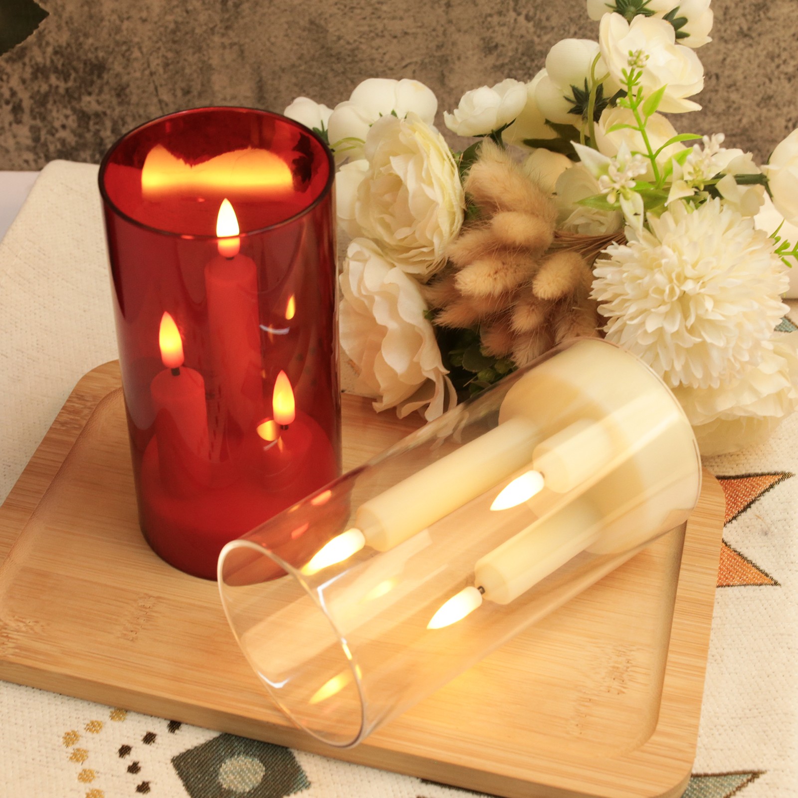 3-in-1 Flameless Flickering LED Taper Candles Battery Operated Wedding Party US