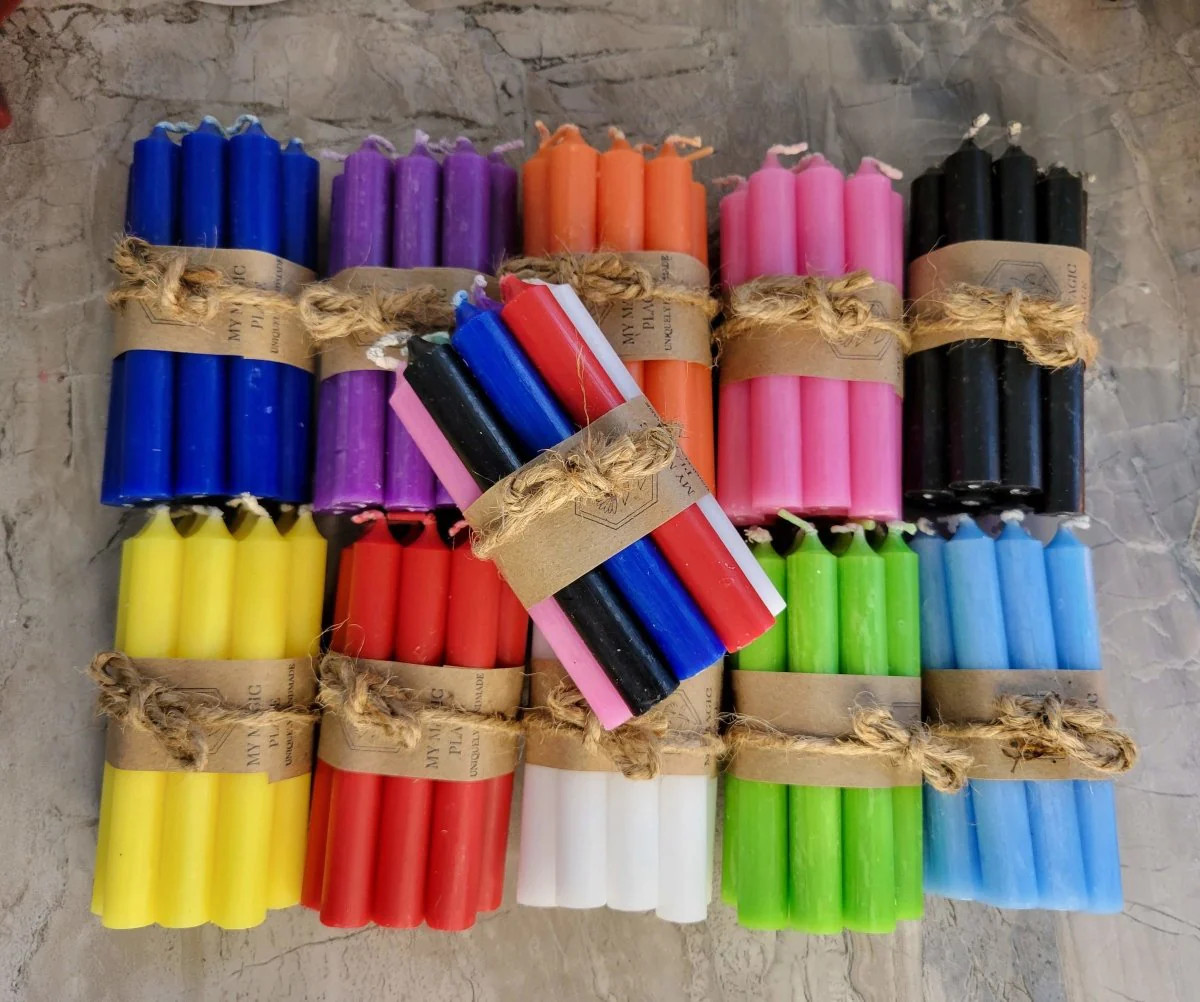 Set of 10 mini 4″ chime unscented / spell candles / chime candles