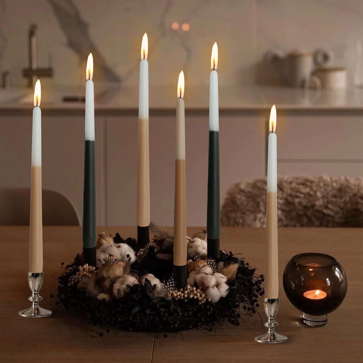 Handmade 6-Pack Bluebell Scented Taper Candles – 10 Inch Slow Burning Elegance