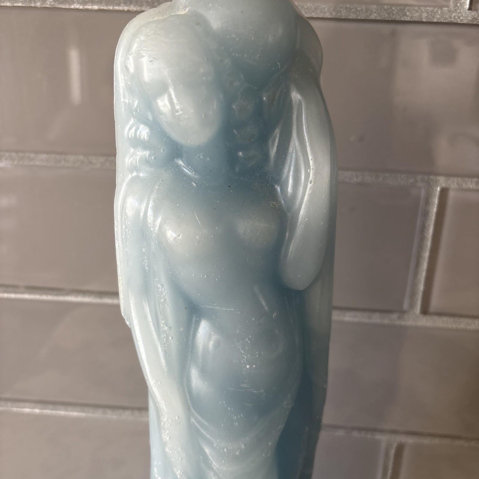 Art Deco Style Nude Woman Candle Light Blue New Venetian Greek 13”