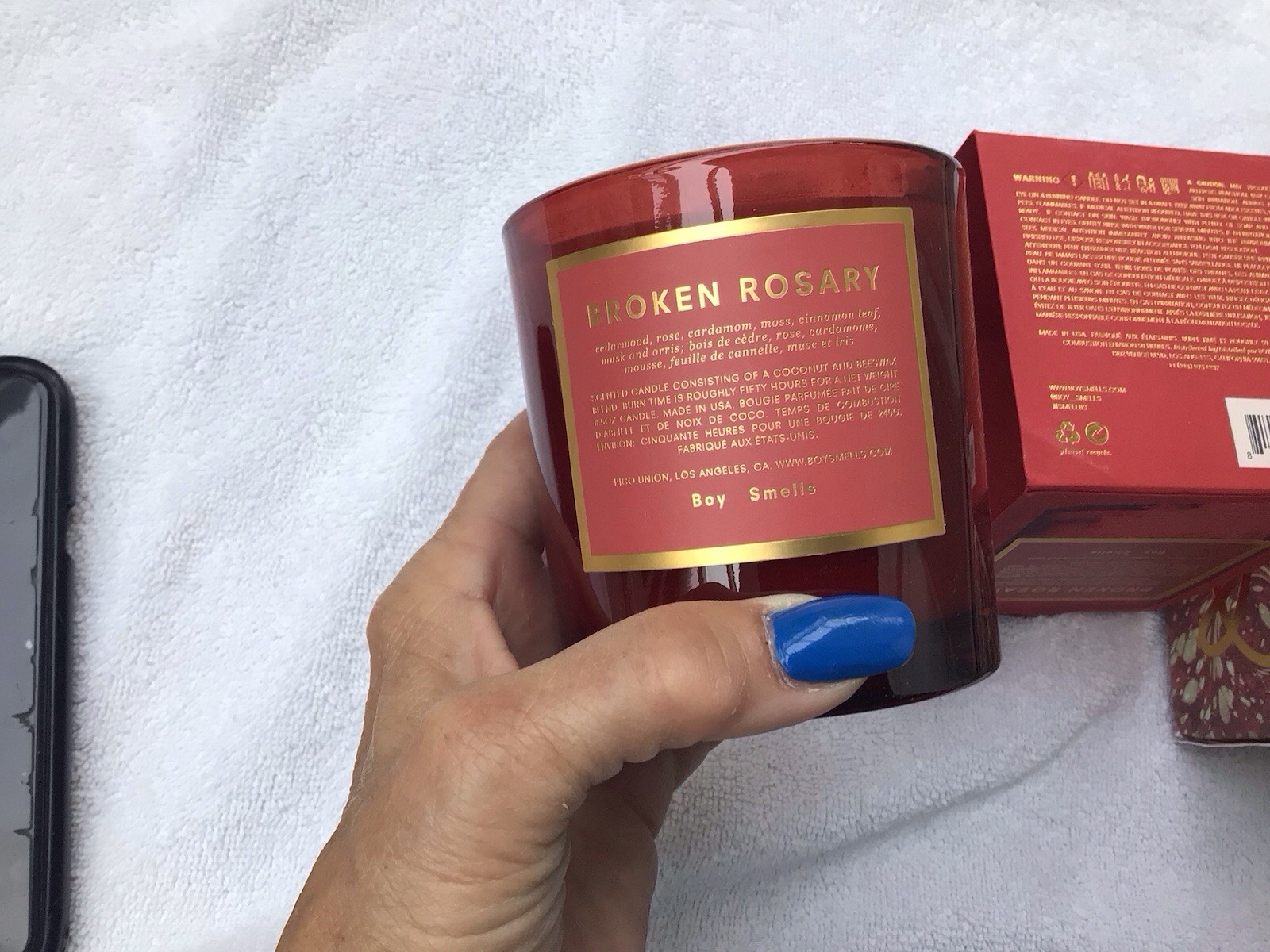 boy smells “Broken Rosary” Candle NIB 8.5 Oz. Cedar Wood, Rose Water, Etc. $48.
