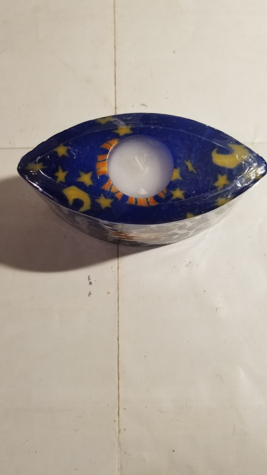 Vintage Art Eye Shaped Starry Night Moon and Sun Hippy Candle