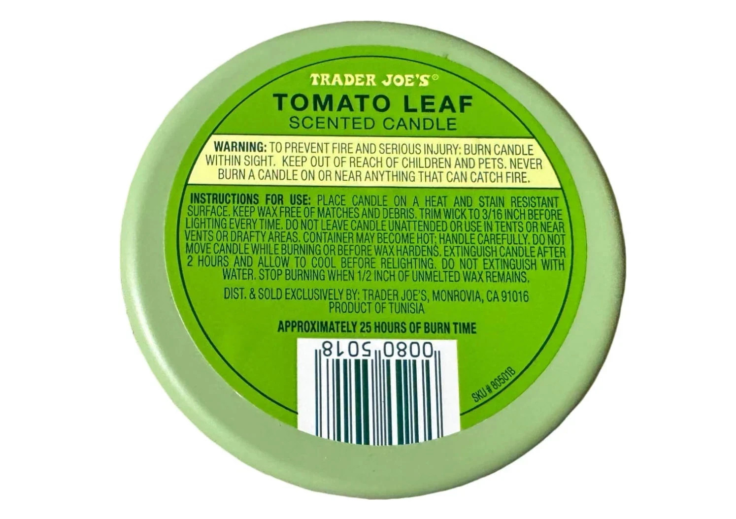 Trader Joe’s Tomato Leaf Scented Candle 5.3 oz Soy Wax Blend Spring NEW