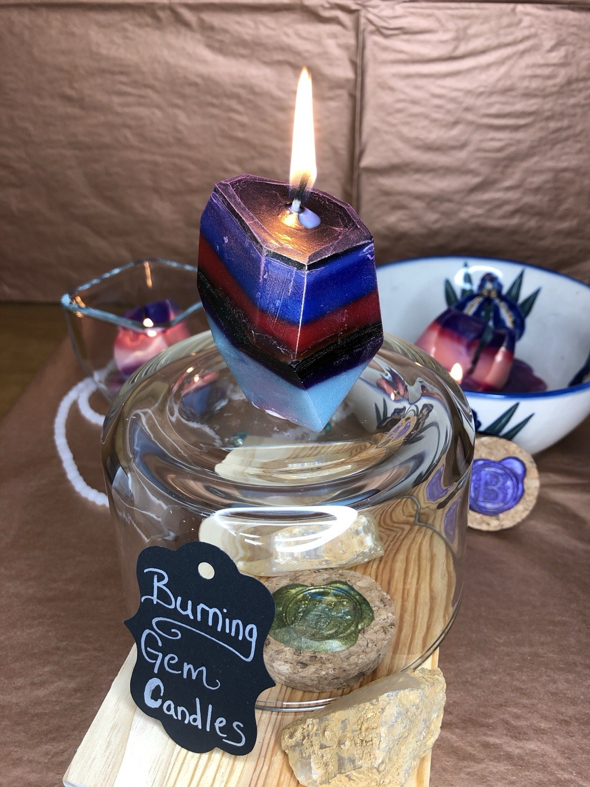 Burning Gem Candles: 3 Pack Of Crystal Candles For Home Decor, Limited Edition