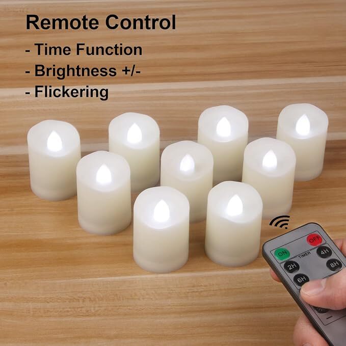 LED Flameless Candles Tea Lights Candle Votive Flameless Candle w/ Remote &Timer