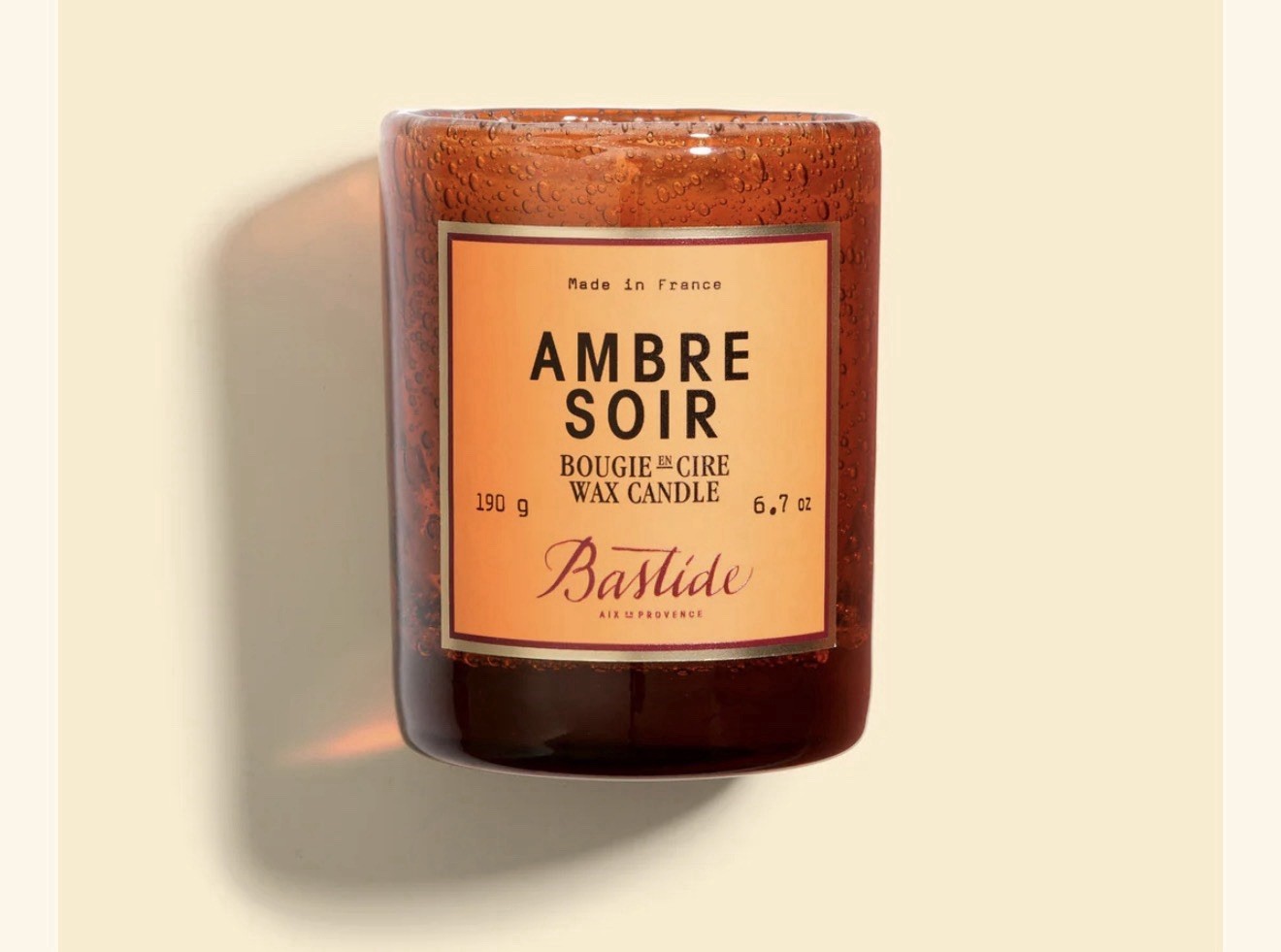 Bastide Ambre Soir Scented Jar Candle 6.7 oz Amber Glass Jar