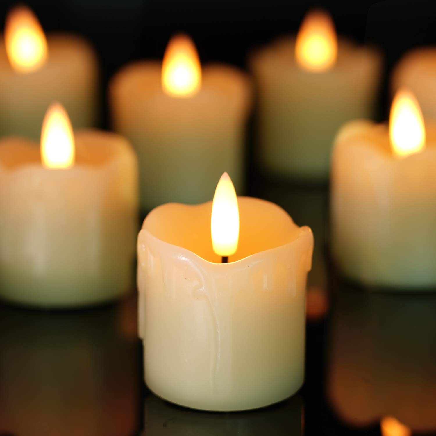 2″x2″ Real Wax Flameless LED Votive Candles, 6H Timer, 6 Pack