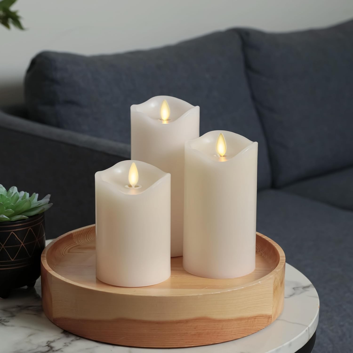 Matchless Candle Co. by Luminara Set of 3 (3″ x 4.5″,5.5″,6.5″) Ivory