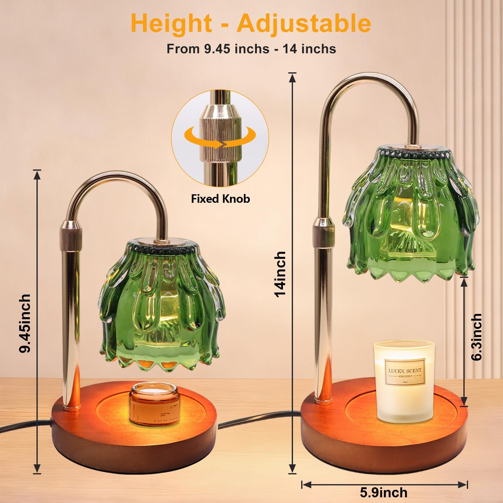 Candle Warmer Lamp with Timer and Dimmer 4-Level Dimmable Flower Light Heat L…