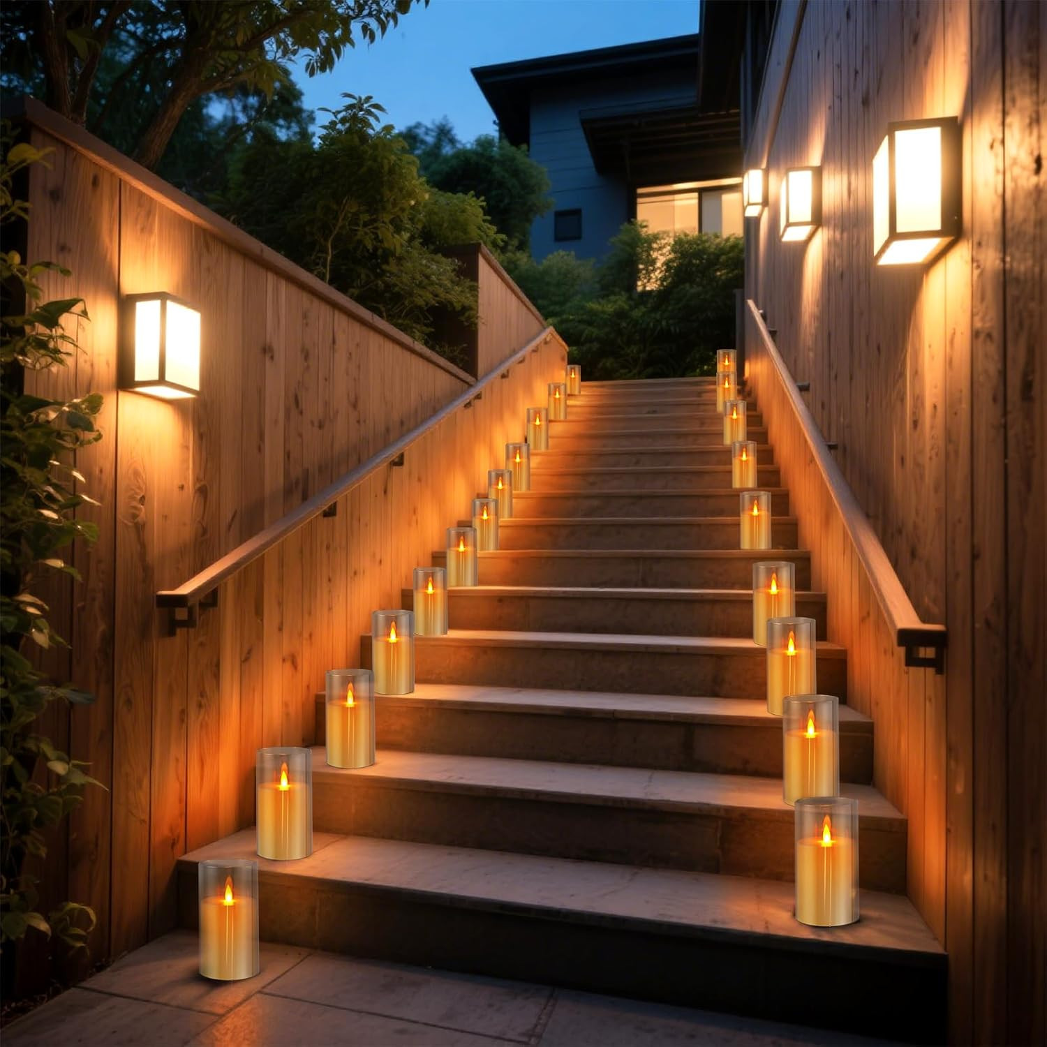 Flameless Candles 4″ 5″ 6″ Set of 3 Acrylic Glass Pillars 3″ Diameter Battery…