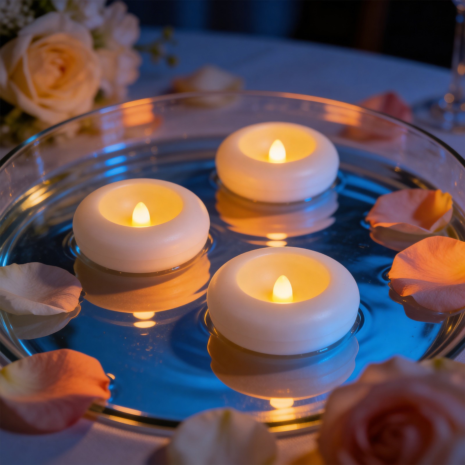 LED Floating Candles Flameless Tealights 2.75″, Water Activated Waterproof 12PK