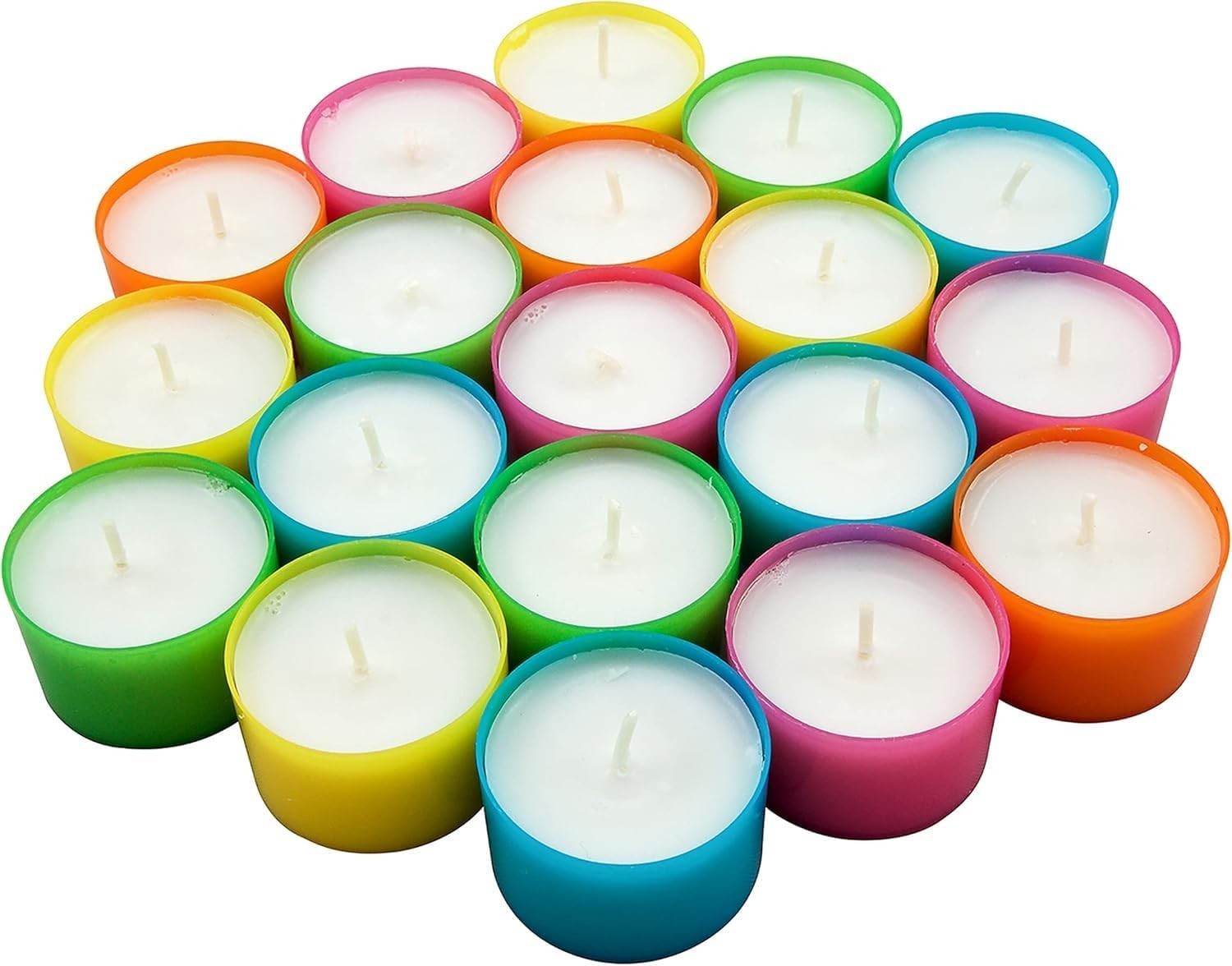 Multicolor Tea Light Candles — 6 to 7 Hour Burn Time, Unscented Long-Lasting …