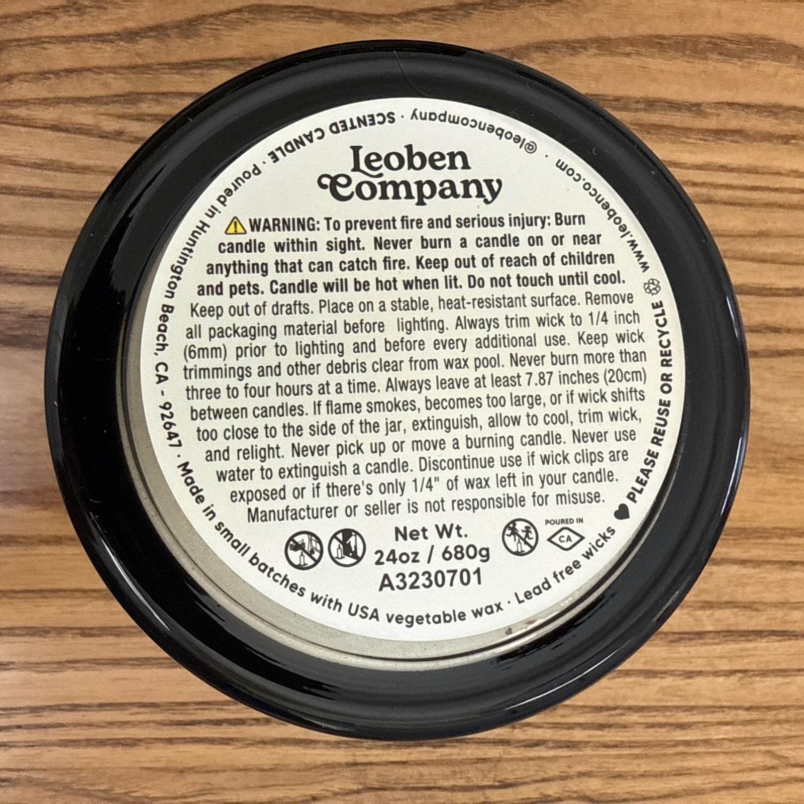 LEOBEN CO Night Out Masculine Aromas Collection 3 Wick 24oz Vegan Soy Wax