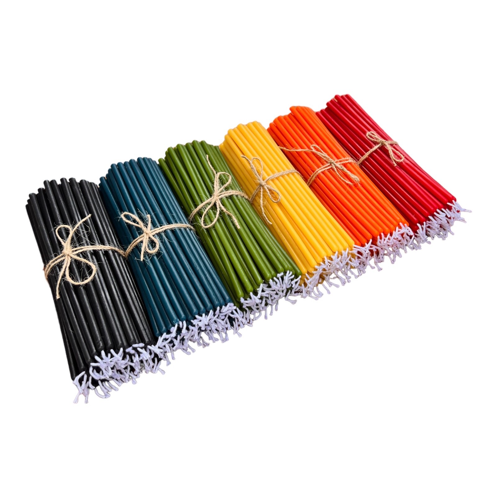 100% Beeswax Thin Taper Ritual Candles – 7.5″ x 0.2″, Multi-Color Options