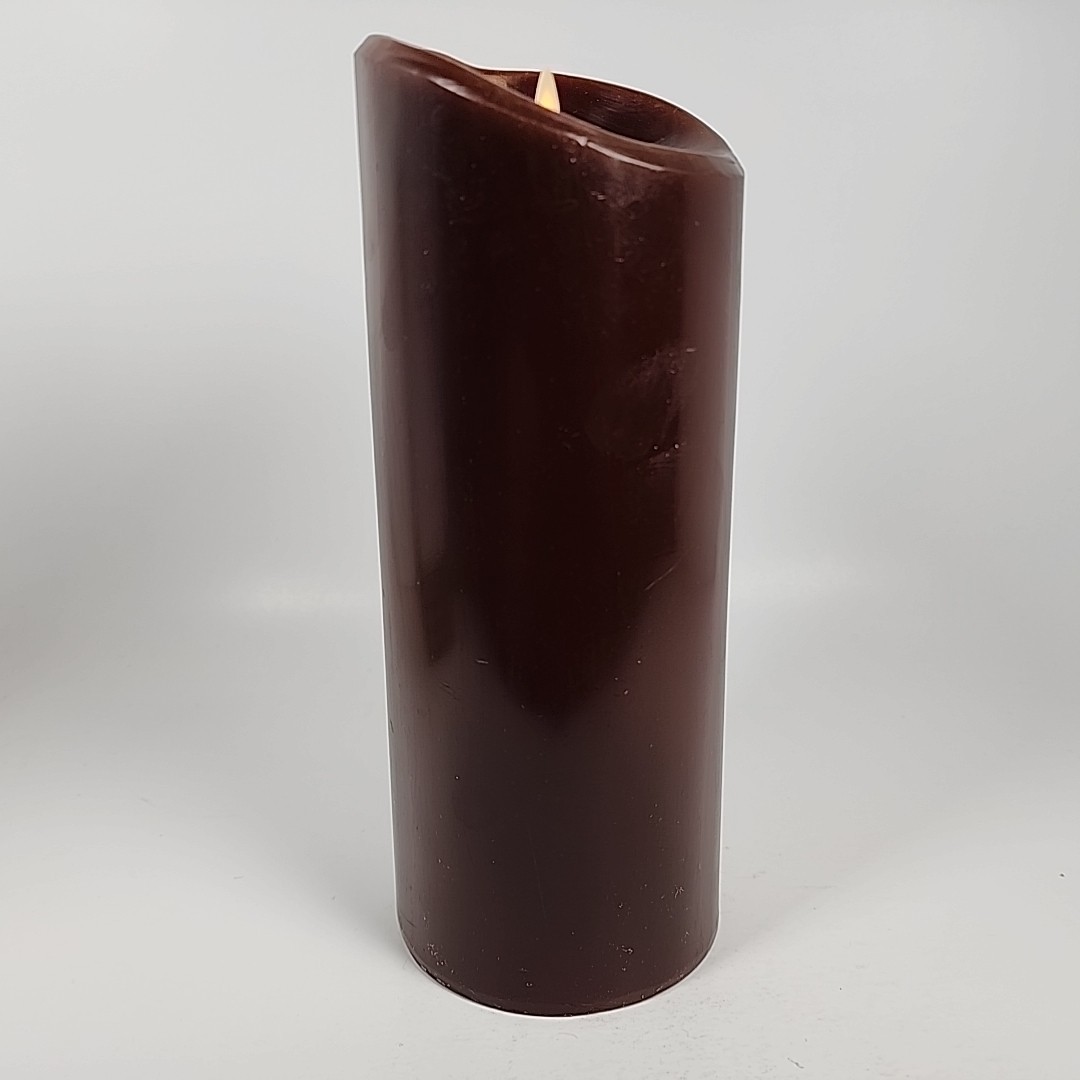Luminara 8” Dark Brown Real-Flame Effect Candle w/Remote Control