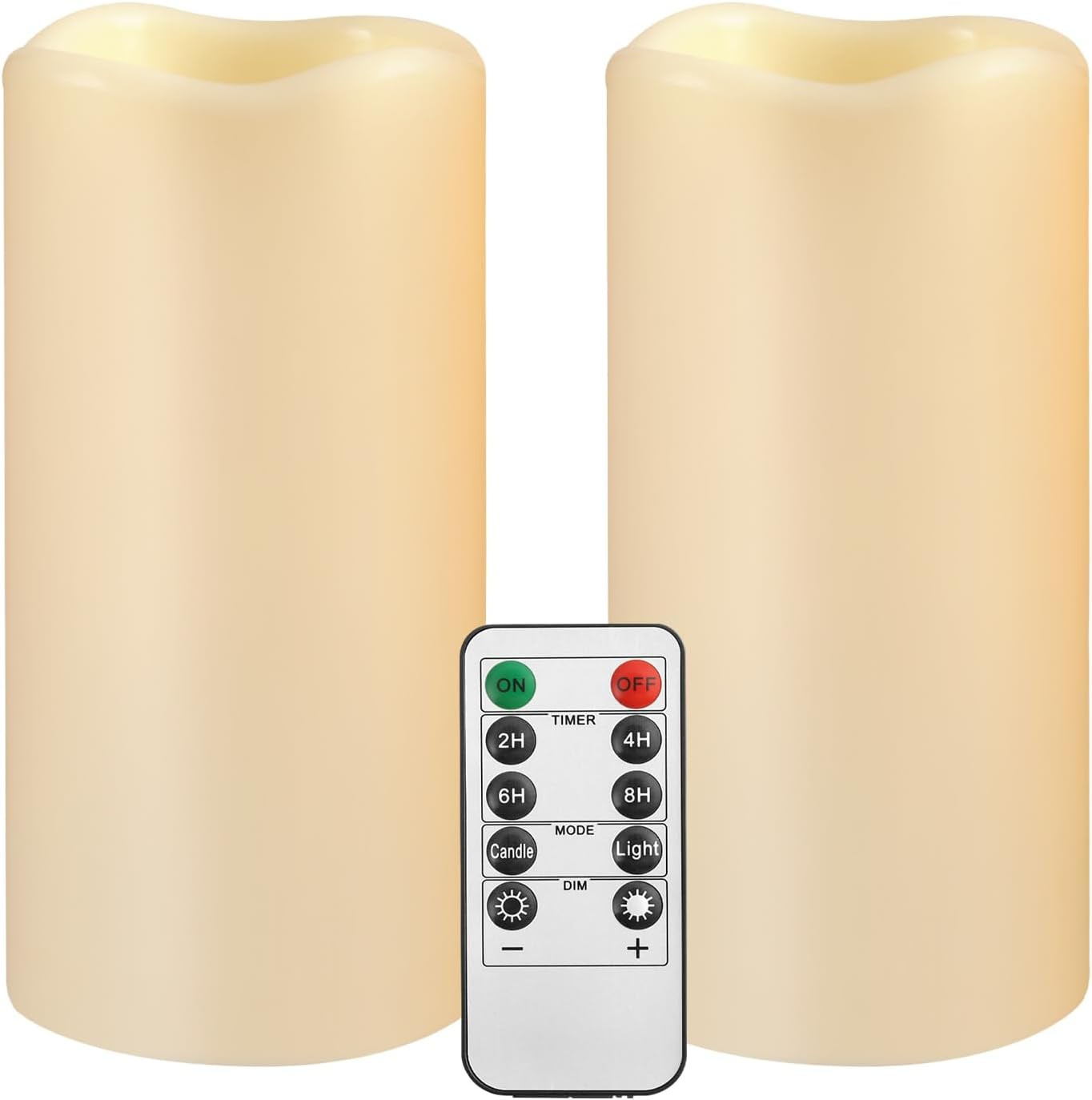 Large Outdoor Waterproof Flameless Candles with Remote ControlD3 X H5.5 Bat