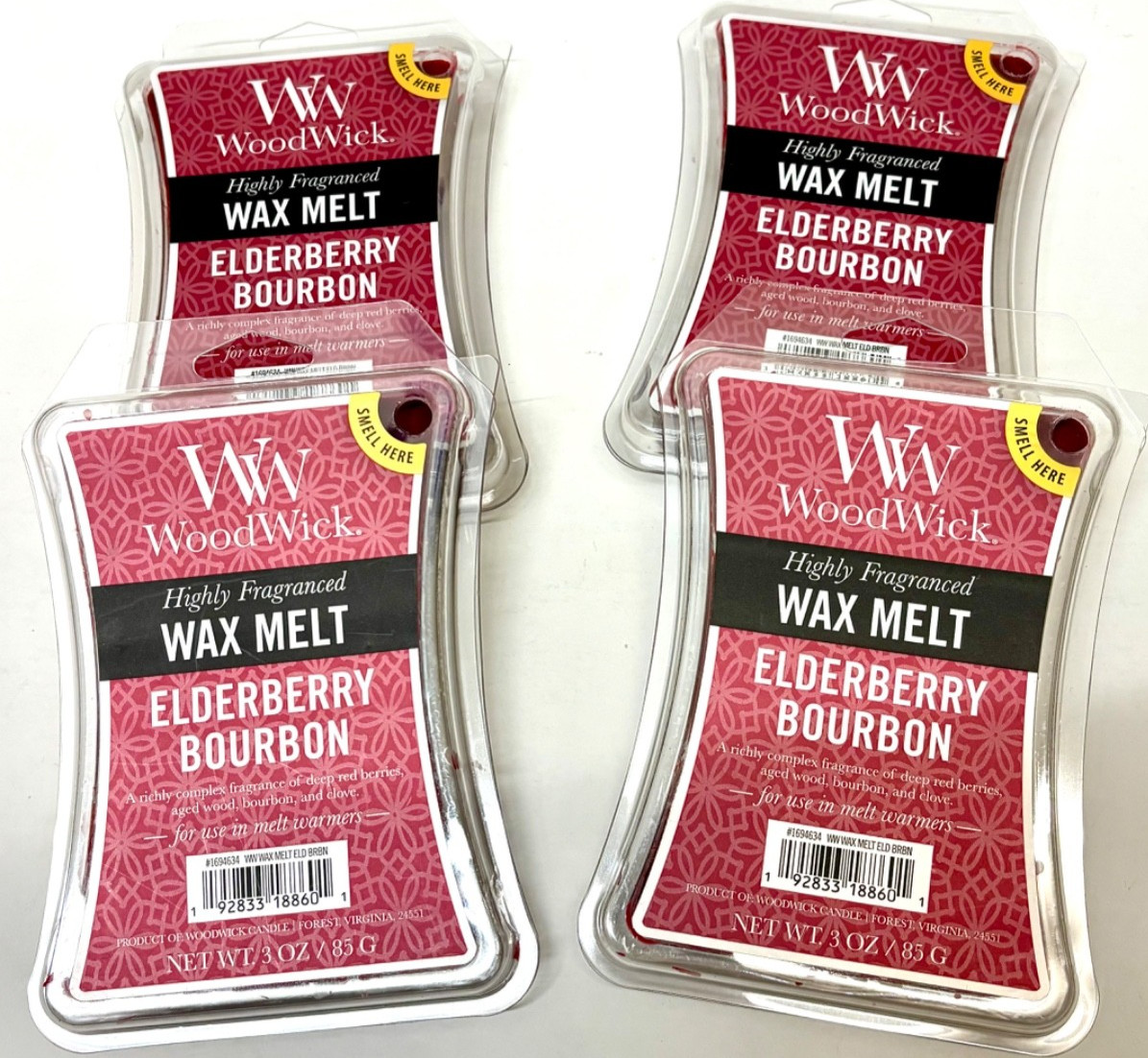 4 Pack WoodWick Highly Fragranced Wax Melts 85g. Free shipping