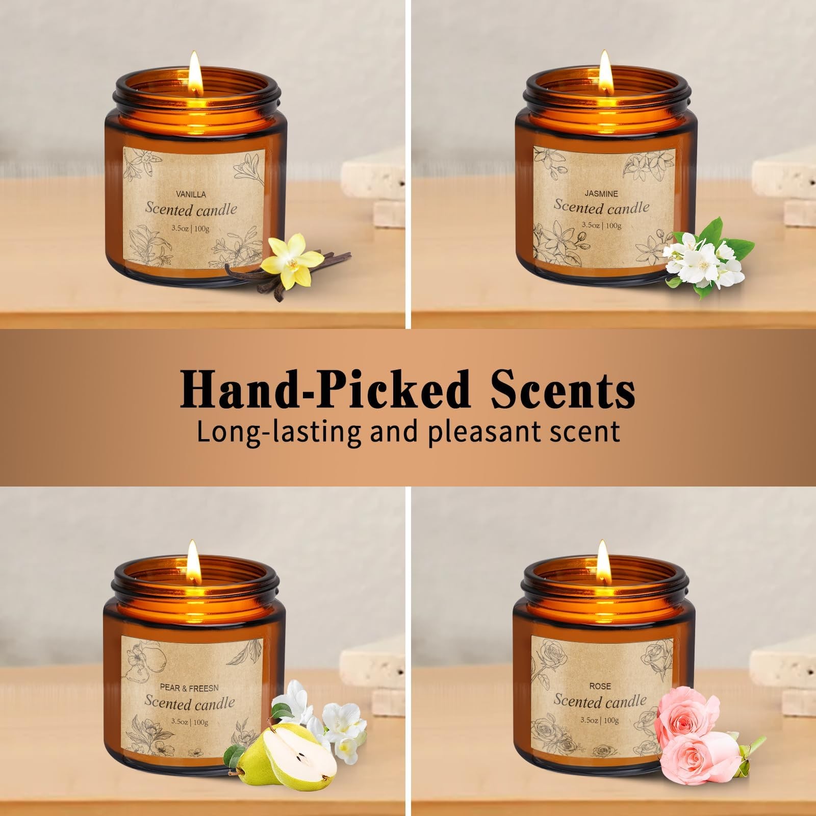 4 Packs Candles for Home Scented, Scented Candles Gifts for Women, Natural So…