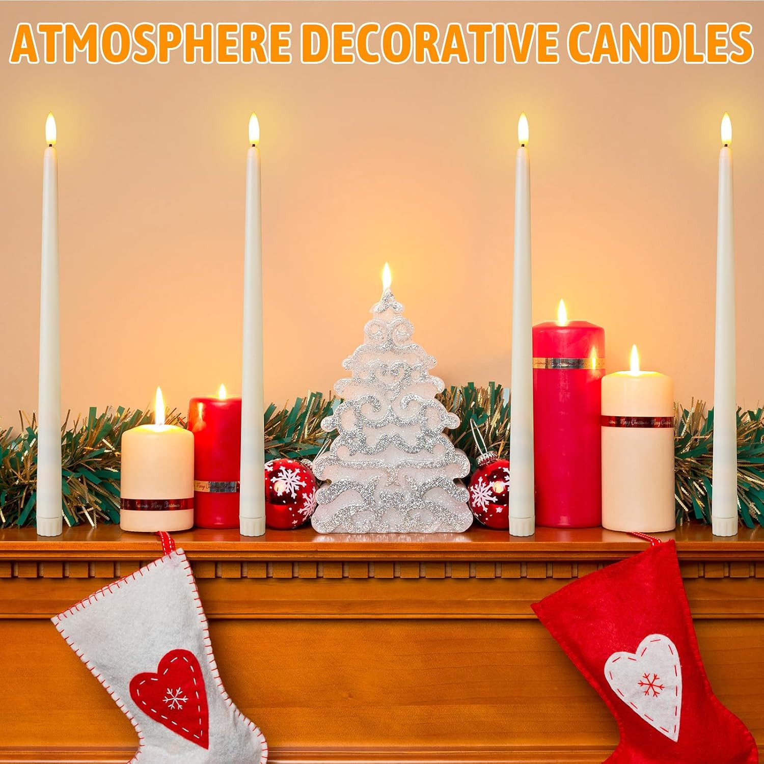 50 Pcs Flameless Taper Candles Battery Operated Bulk 12.4 Ivory LED