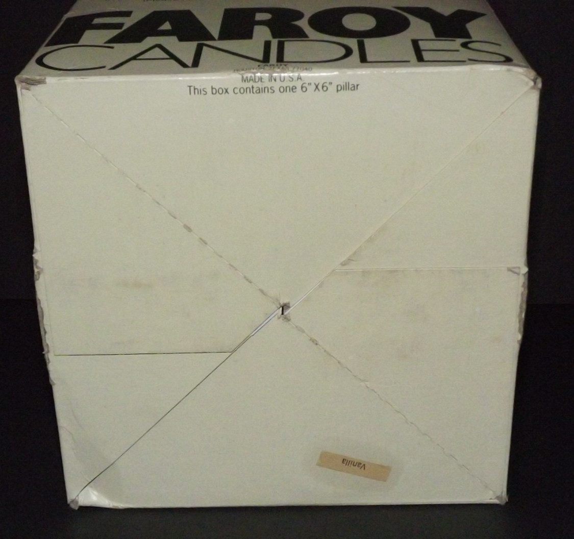FAROY 3 Wick Pillar Candle 6″ x 6″ White Vanilla Scented New In Original Box