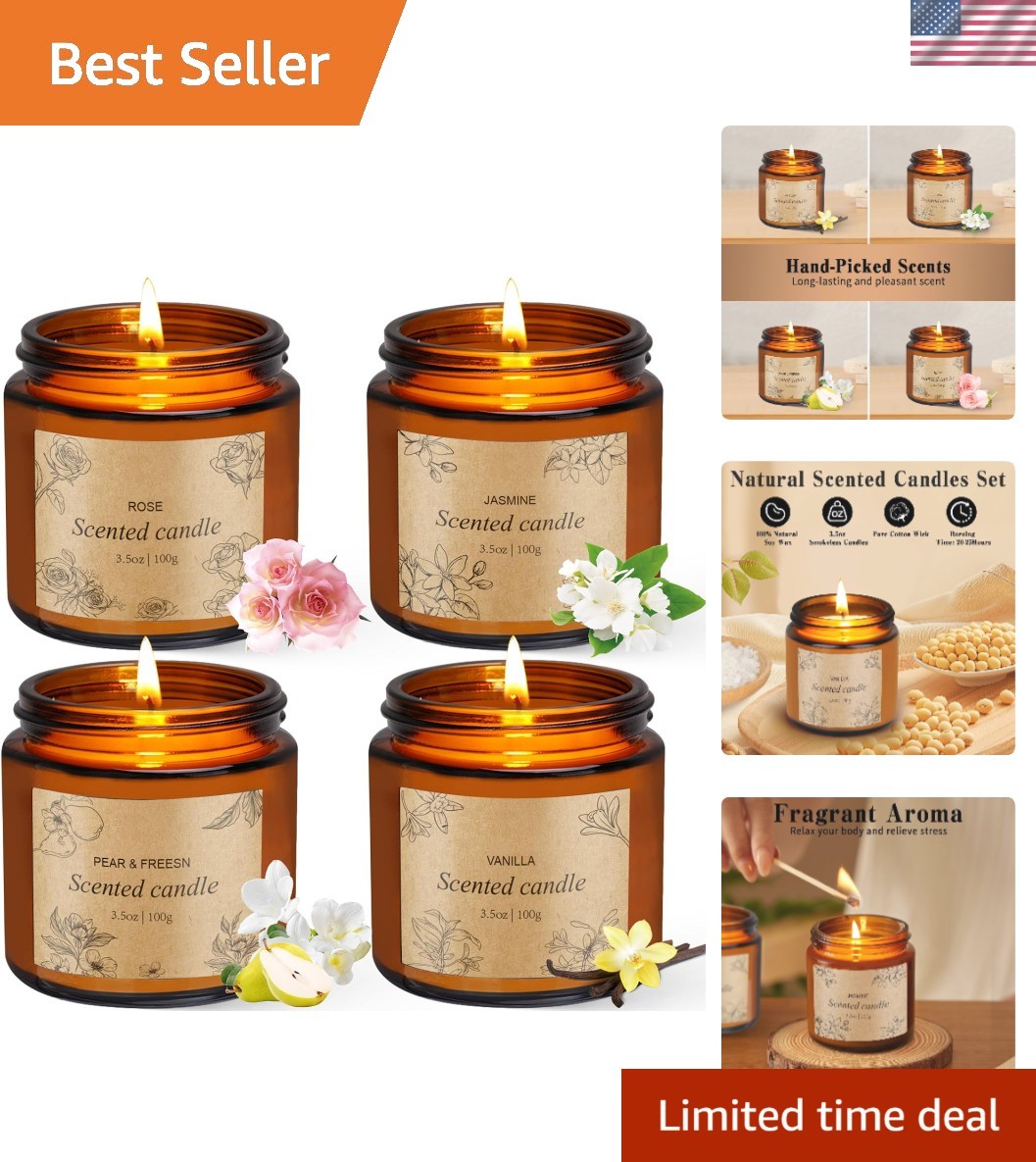 4-Pack Long-Lasting Aromatherapy Candles for Elegant Home Décor – Gift Set
