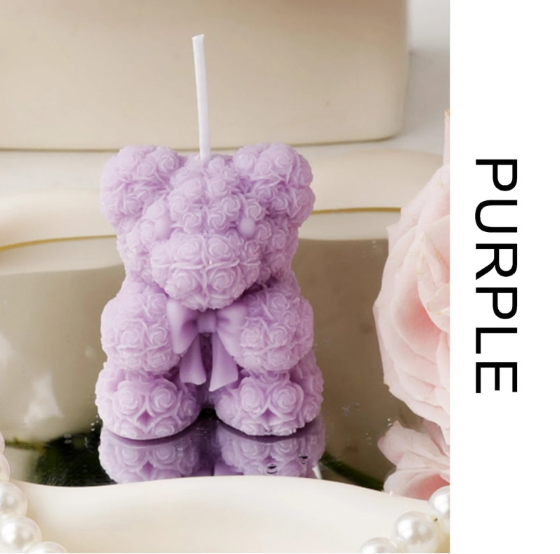 1pc Valentines Rose Bear Candle Aromatherapy Lovely Decoration Partner Hand Gift