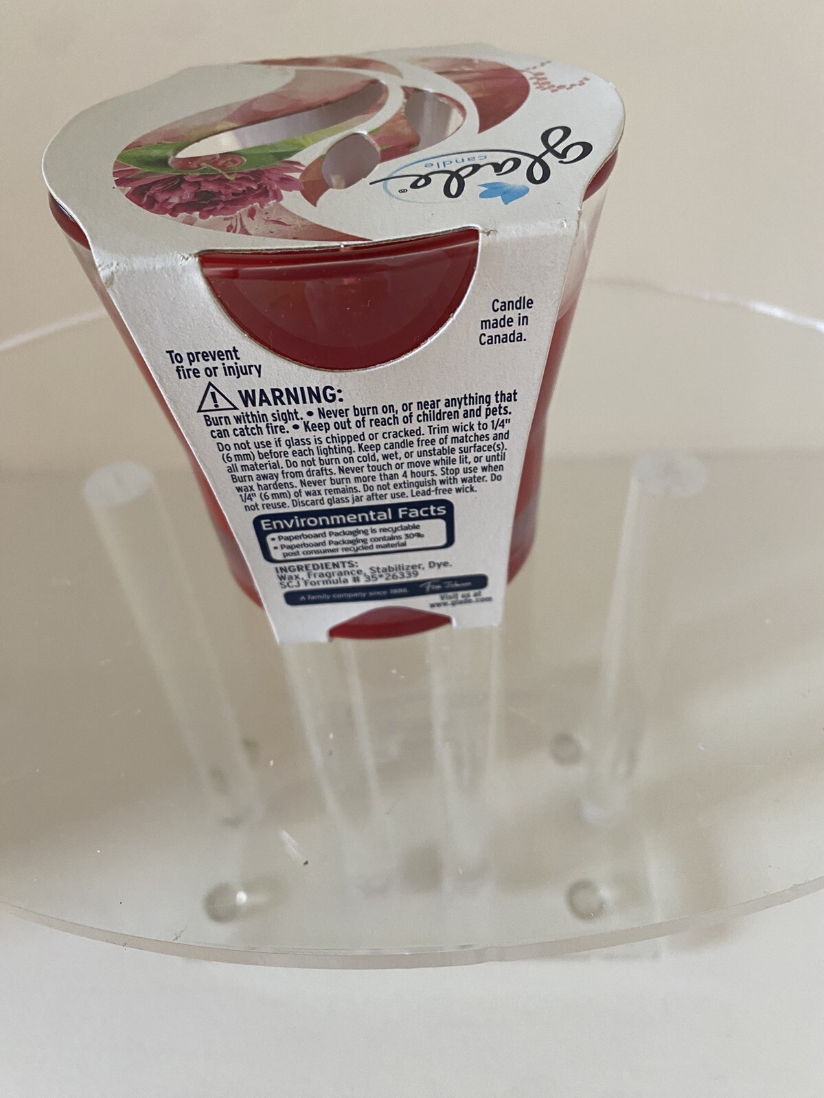 Glade blooming peony and cherry burns up to 28 hours 3.8 ounces