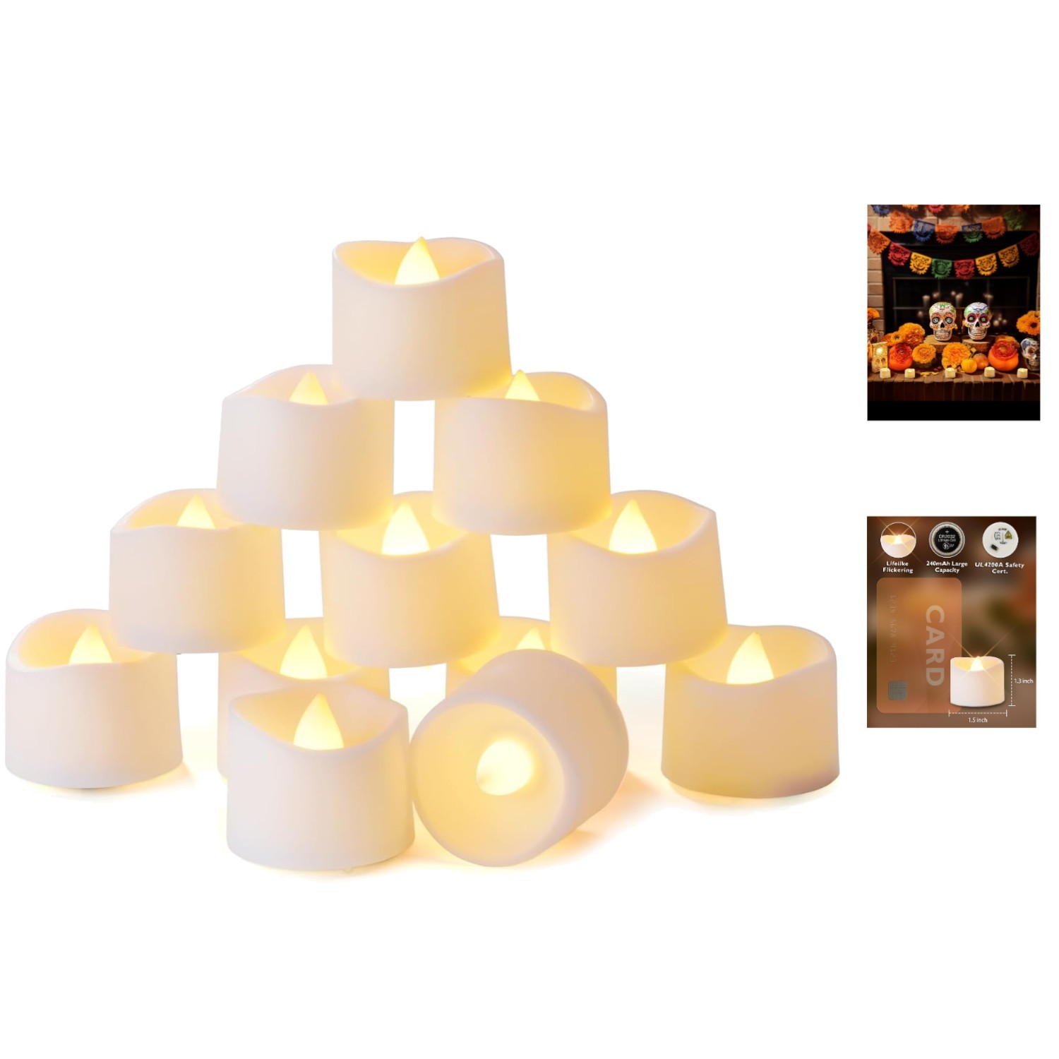 Battery Operated LED Tea Lights – 12-Piece Set with 6-Hour Timer & Cozy Flicker