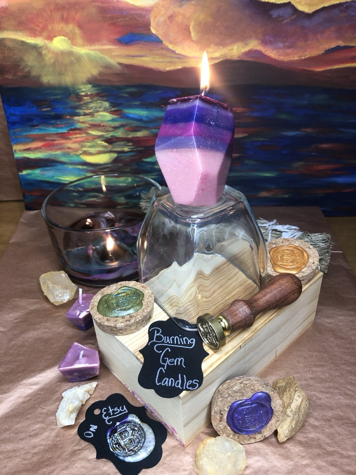 Burning Gem Candles: 3 Pack Of Crystal Candles For Home Decor, Limited Edition