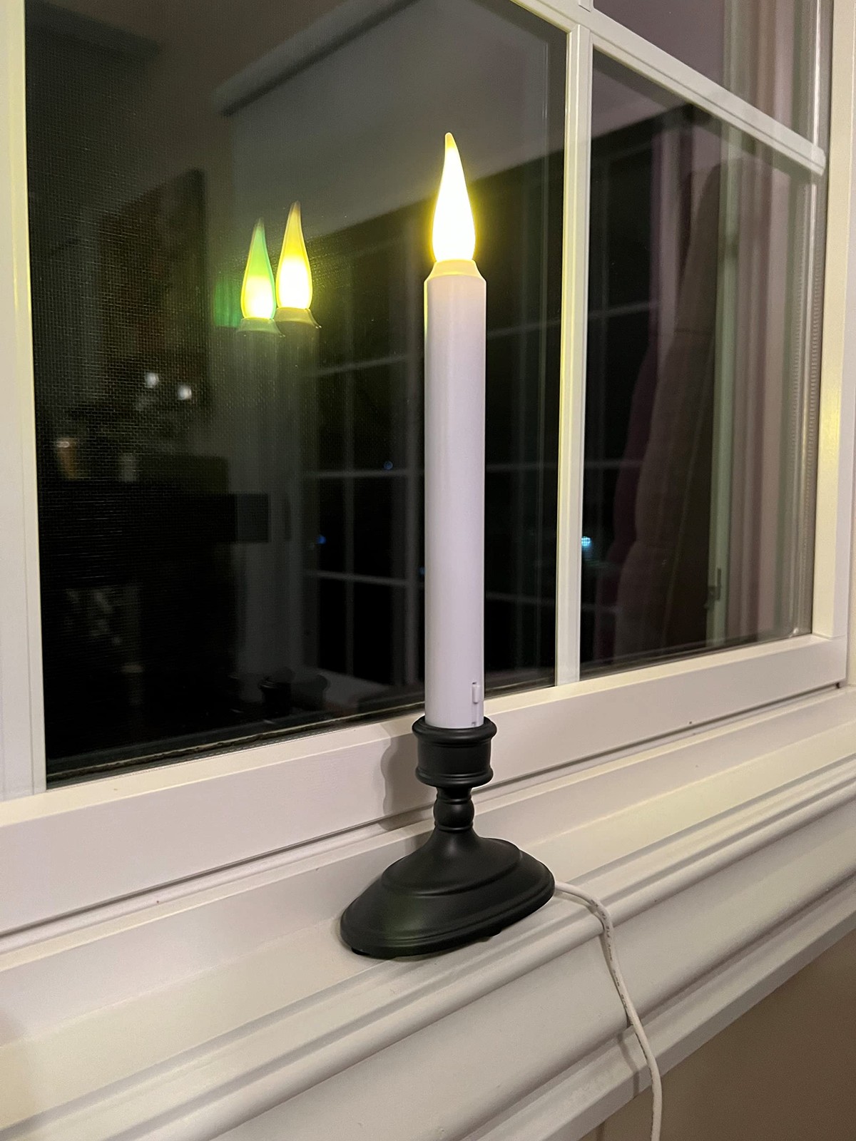 2 PCS LED Electric Window Candle Sensor Dusk To Dawn USB Antique Bronze Base