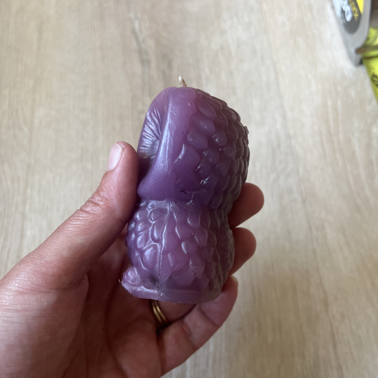 Vintage Retro 70s Small Light Purple Wax Owl Candle 3.5” Lavender Cottage Core