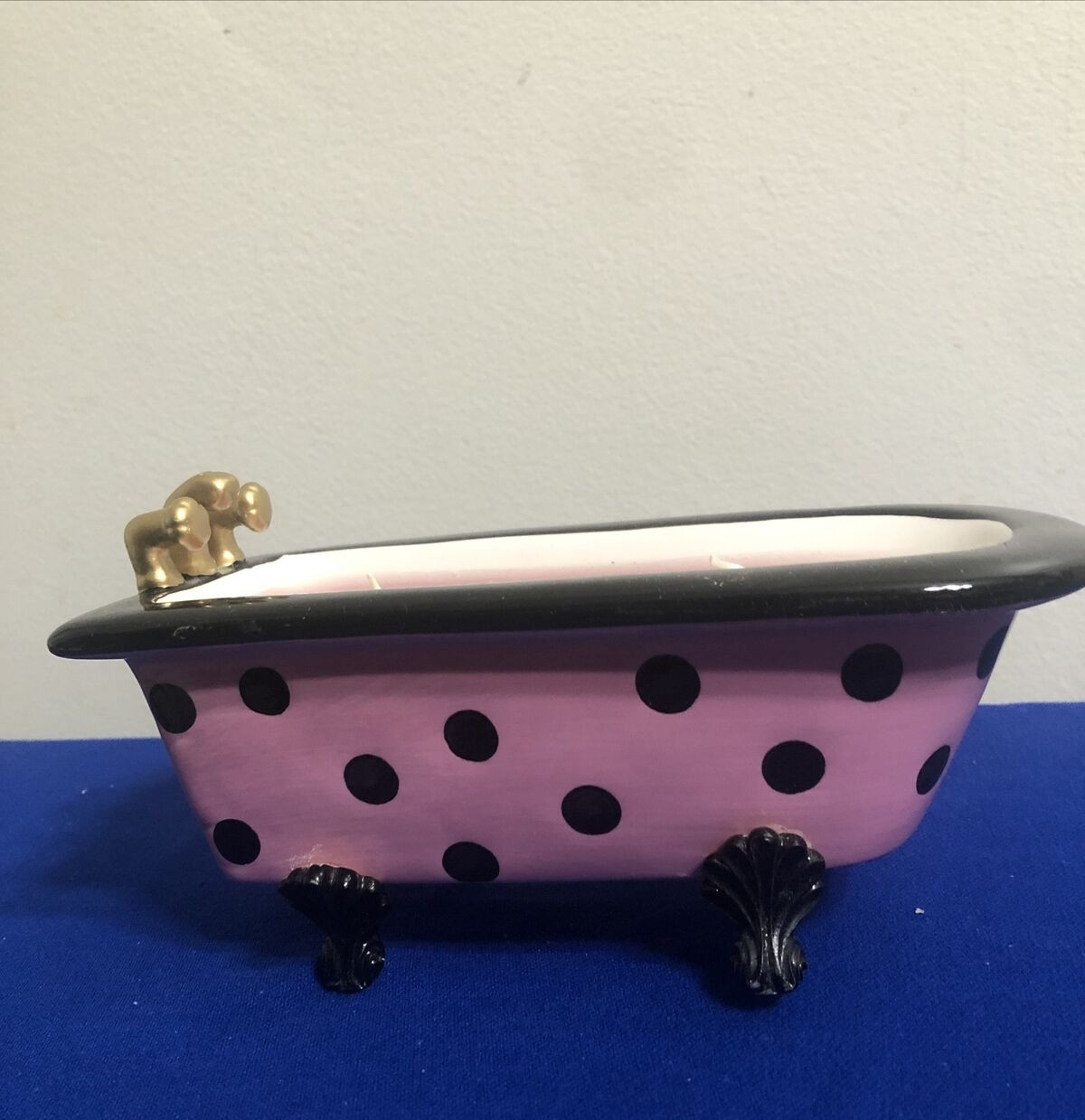 Ceramic Bathtub, Toilet & Sink Candle Set – Pink Polka Dot Design