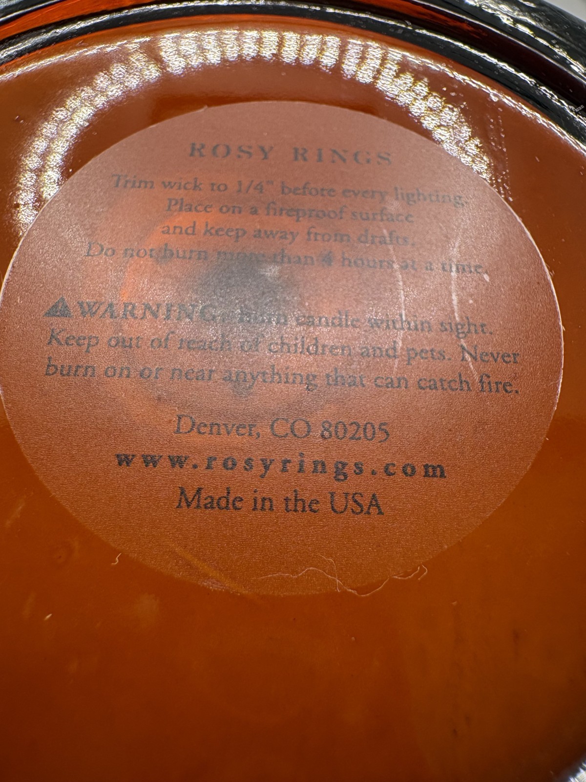 Rosy Rings Spicy Apple Signature Glass Candle 7.5 oz/ 50 hour burn time NEW