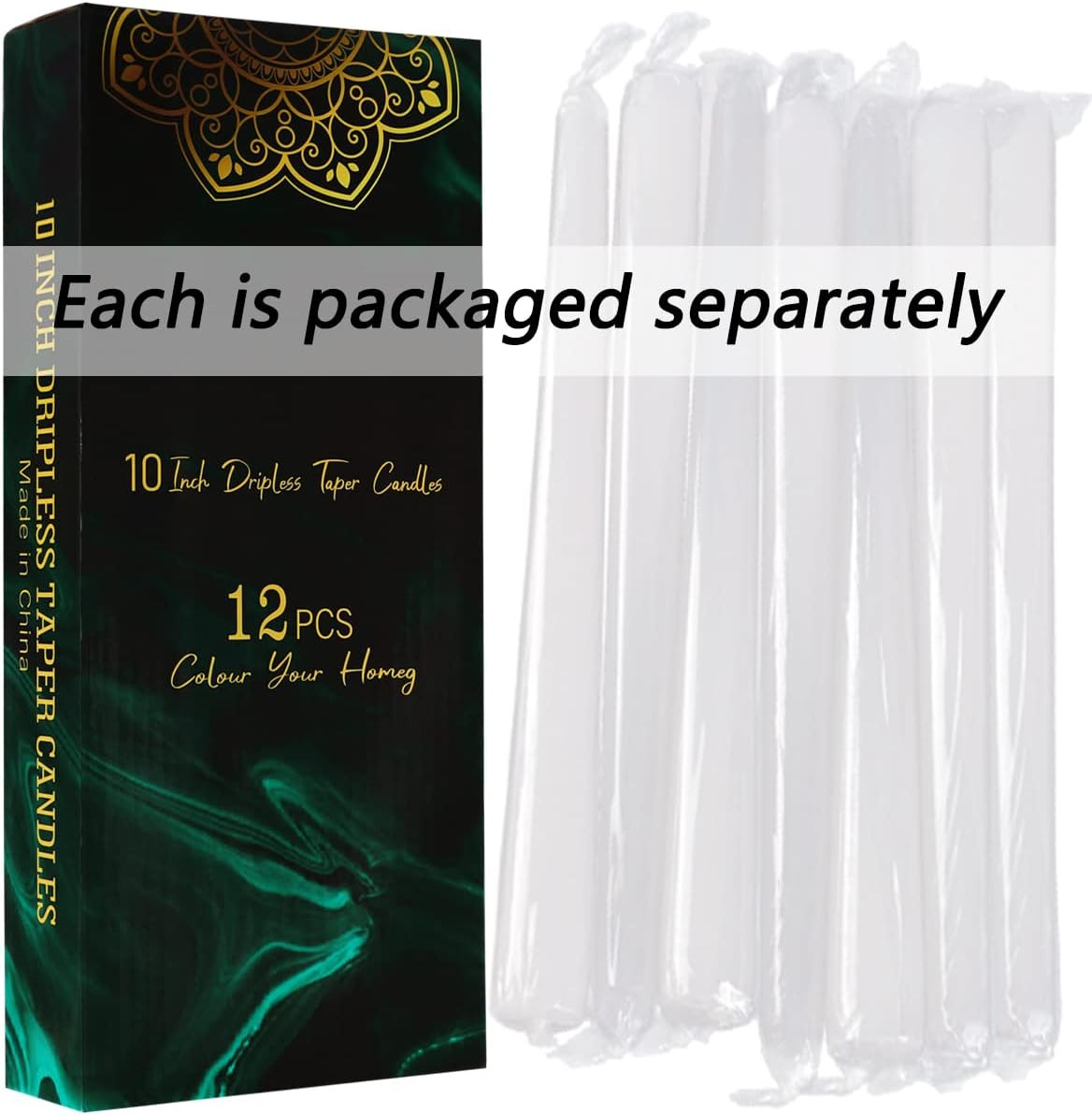 Dripless Taper Candles – Unscented White Candles Bulk – Candle Sticks Long Burni