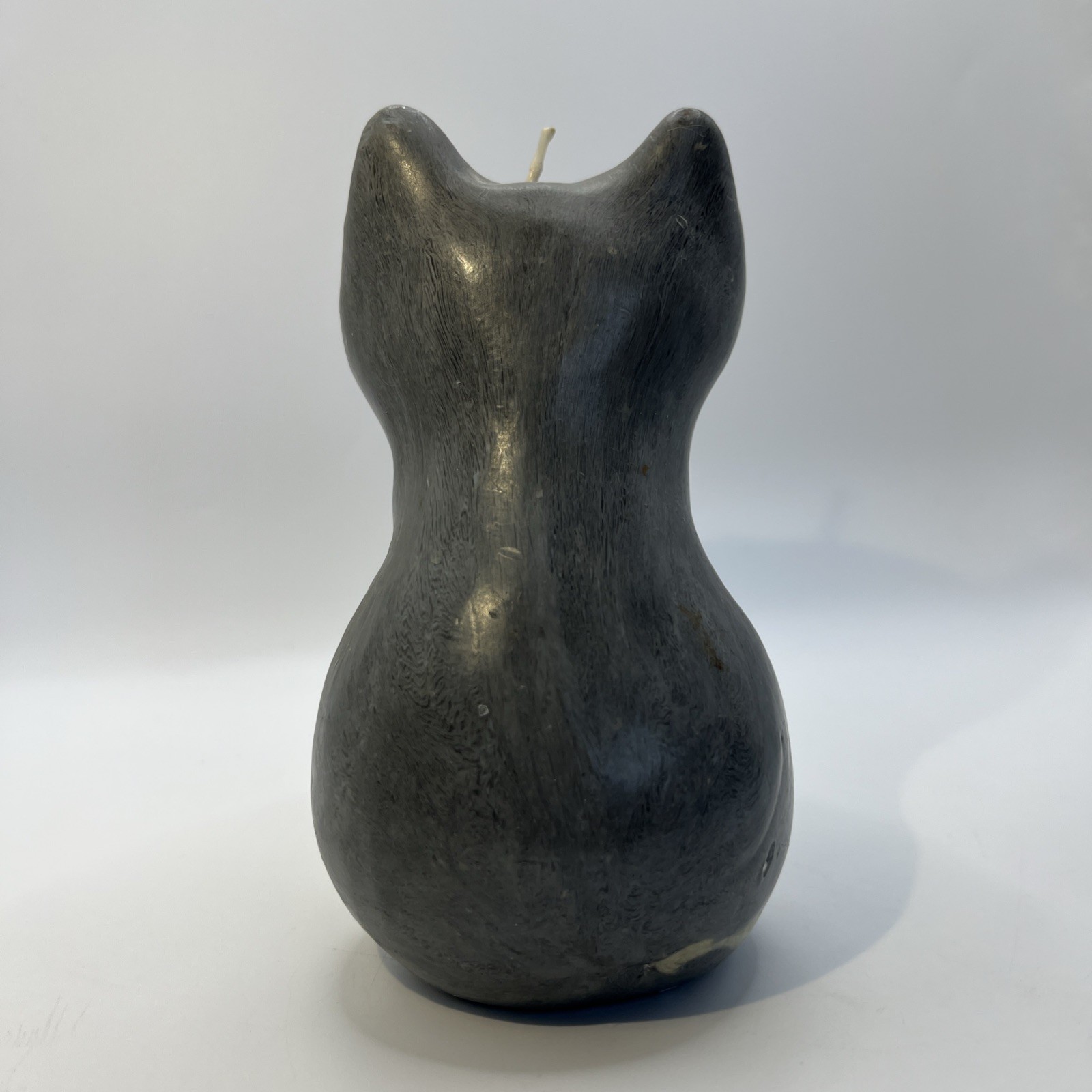 Vtg Gray Tuxedo Yellow Eye Cat Candle 5.5” Wax Figurine Pets Decor Collectible