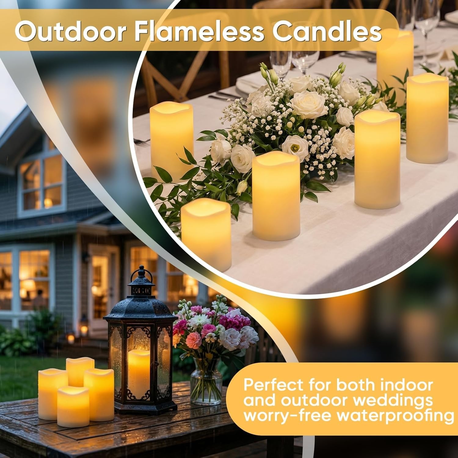 Flickering LED Pillar Candles Outdoor & Indoor Use – 2-Pack with Timer & Remote